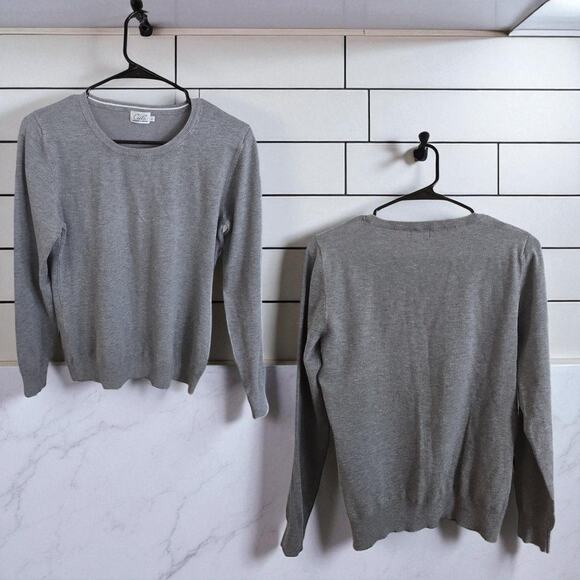 Cielo Gray Pullover Women's Crew Neck Sweater Size Large - Picture 2 of 4